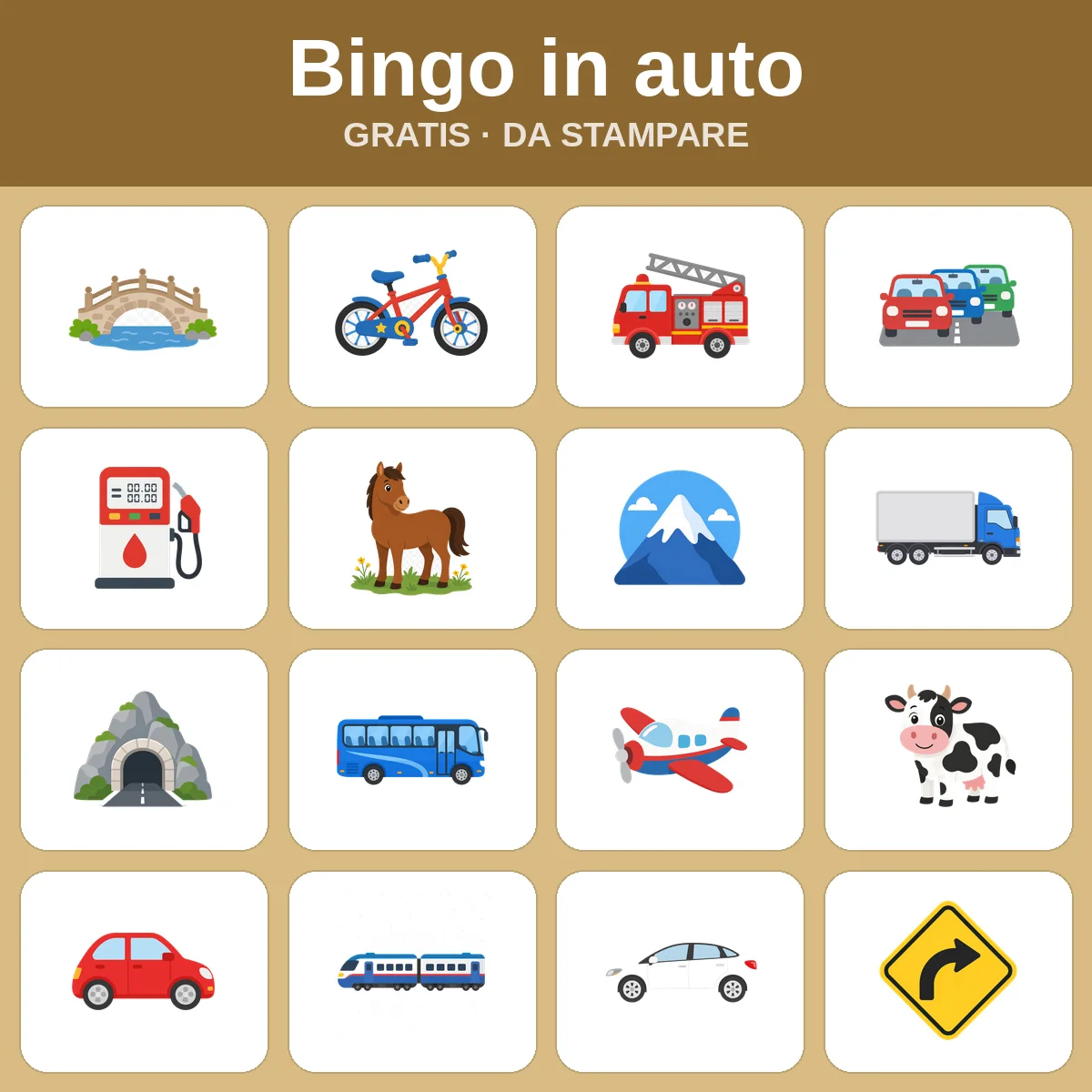 Bingo in auto – bingo gratis da stampare per bambini