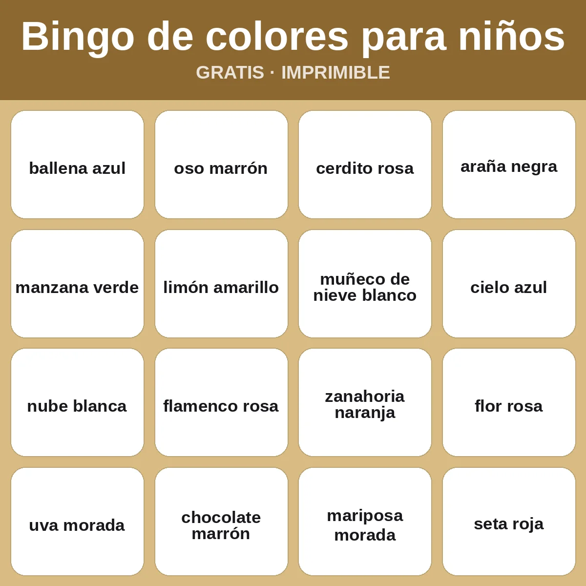 Bingo de colores para niños – bingo gratis para imprimir para niños