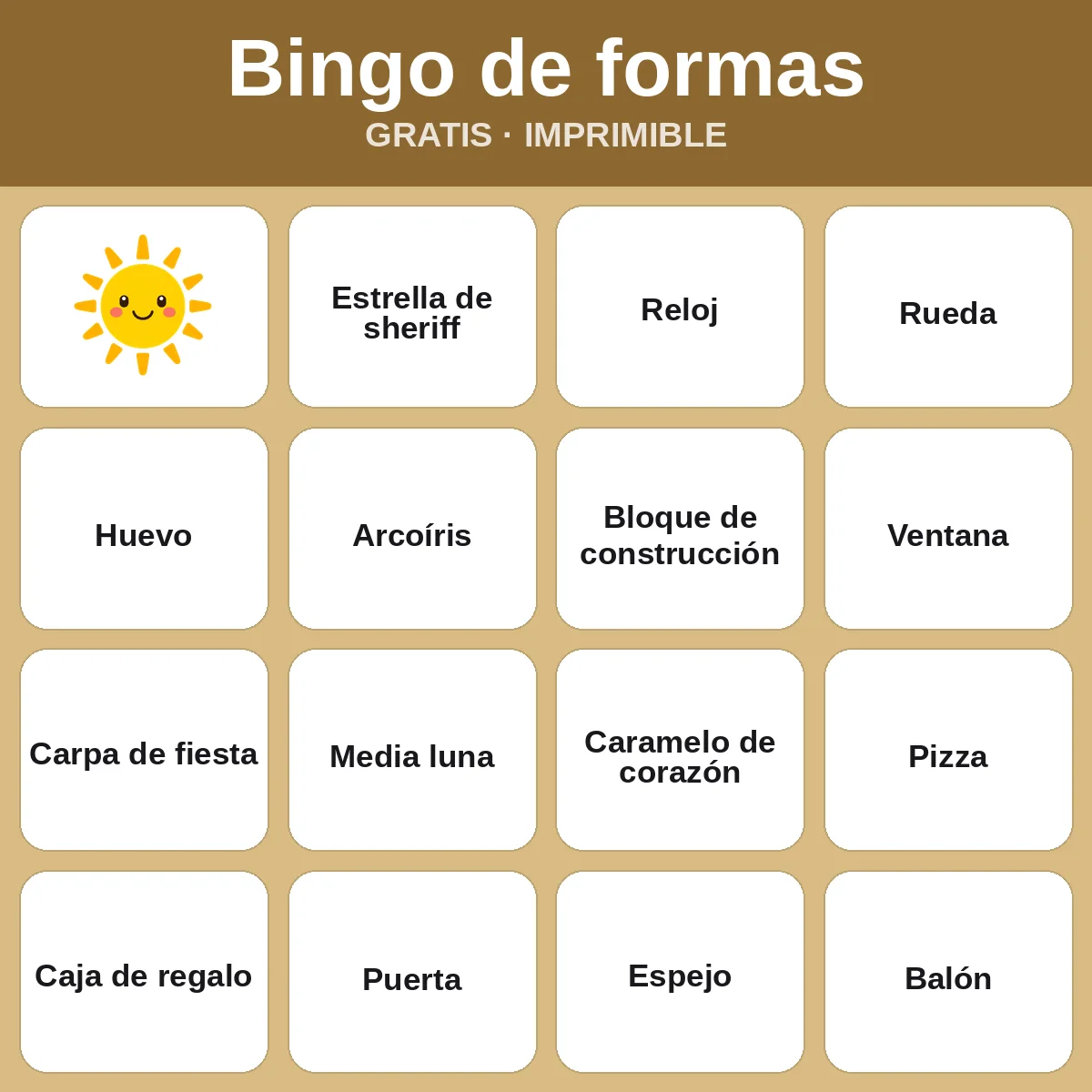 Bingo de formas – bingo gratis para imprimir para niños