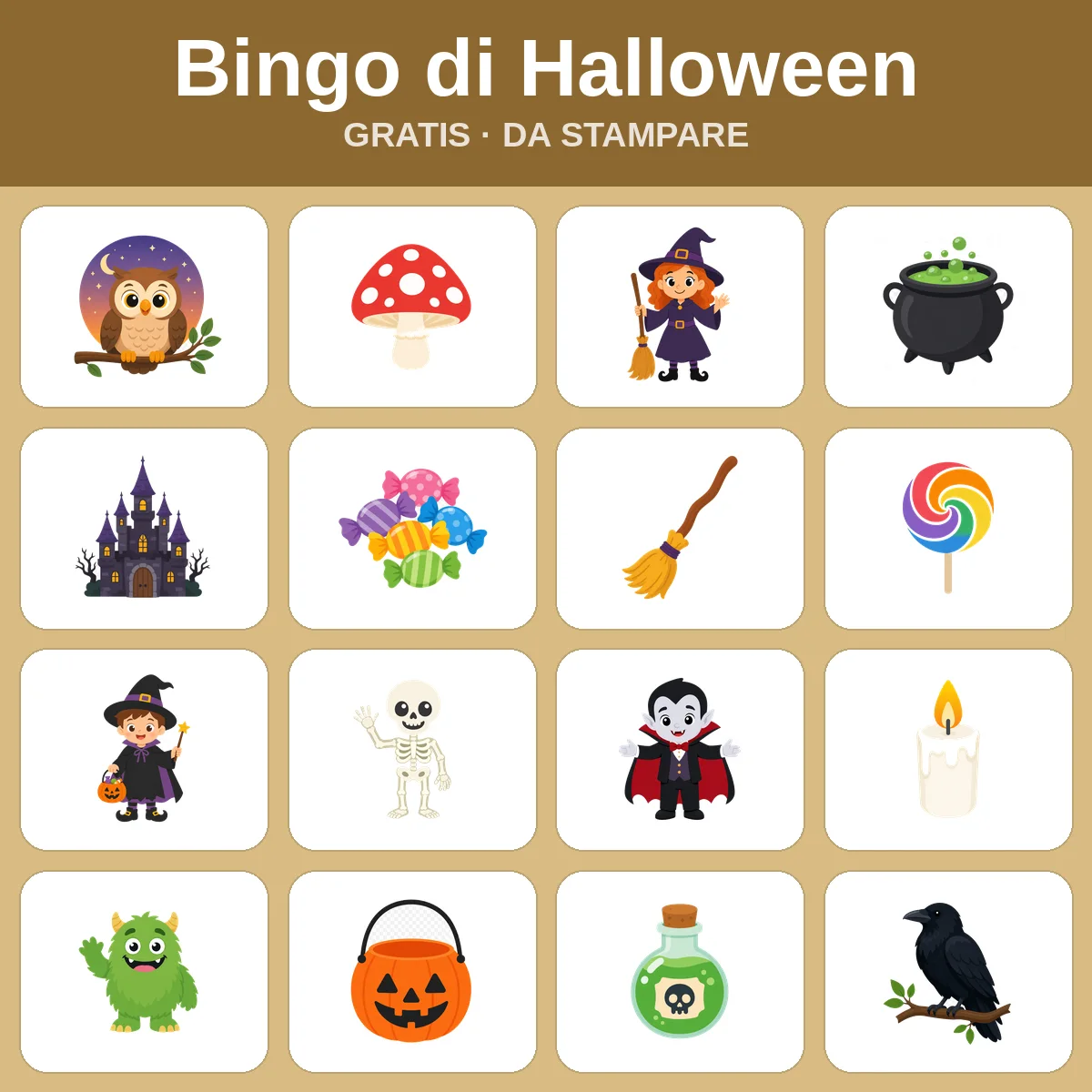 Bingo di Halloween – bingo gratis da stampare per bambini
