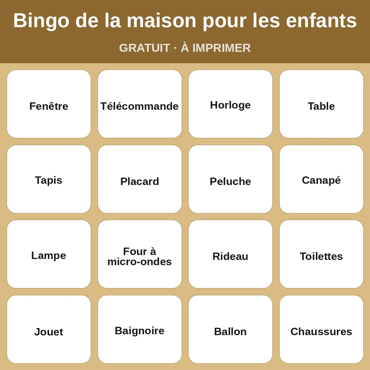 Bingo de la maison pour les enfants – bingo gratuit à imprimer pour enfants