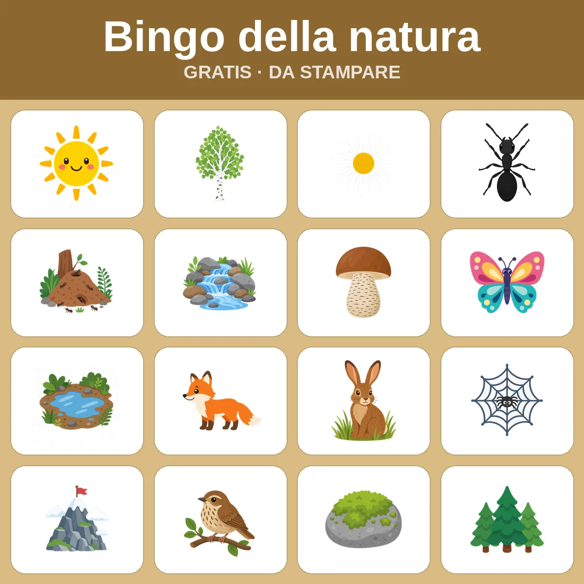 Bingo della natura – bingo gratis da stampare per bambini