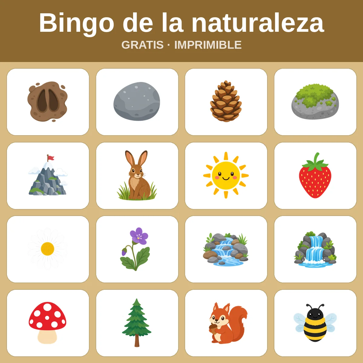 Bingo de la naturaleza – bingo gratis para imprimir para niños