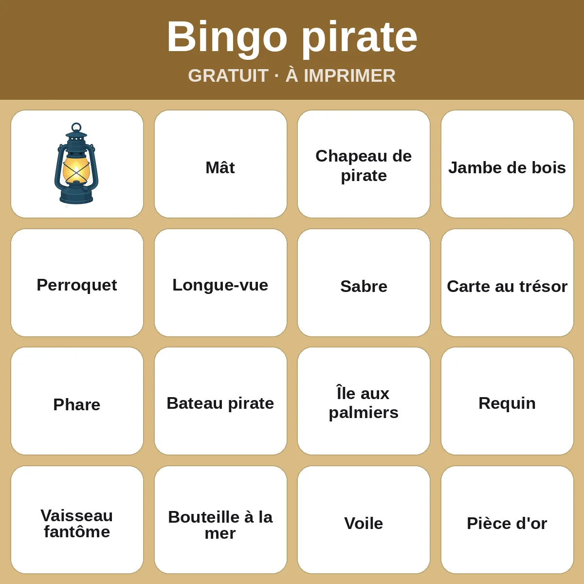 Bingo pirate – bingo gratuit à imprimer pour enfants