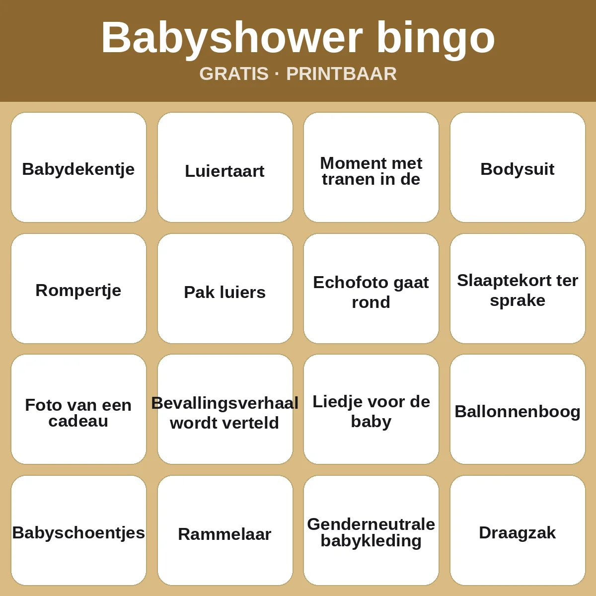 Babyshower bingo – gratis bingo om te printen voor kinderen