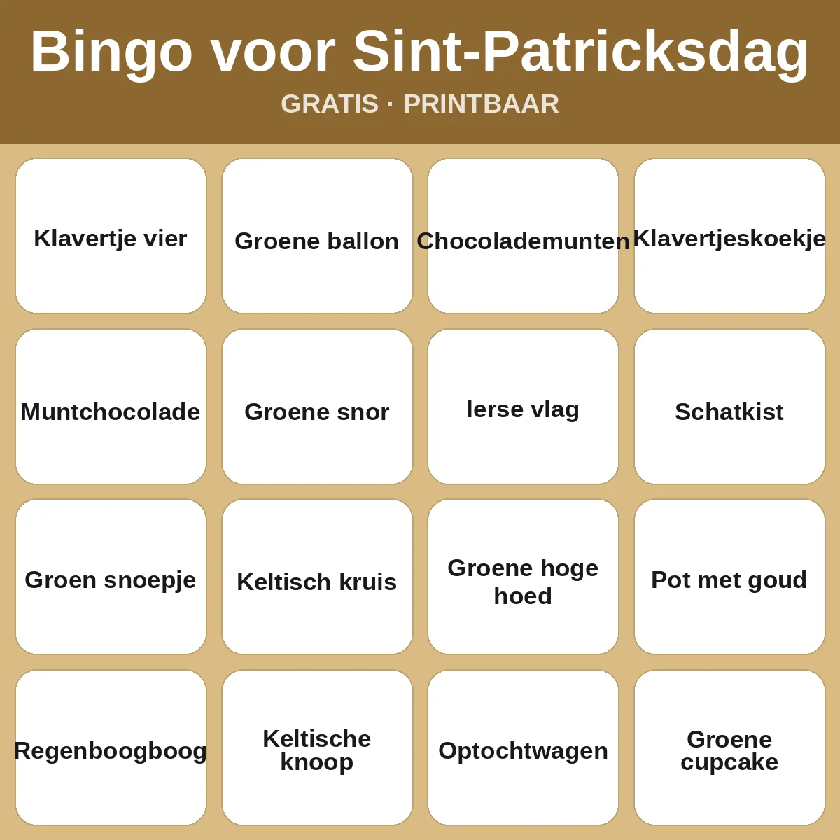Bingo voor Sint-Patricksdag – gratis bingo om te printen voor kinderen