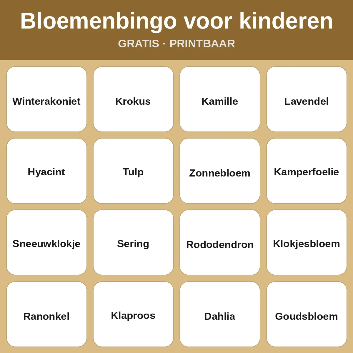 Bloemenbingo voor kinderen – gratis bingo om te printen voor kinderen