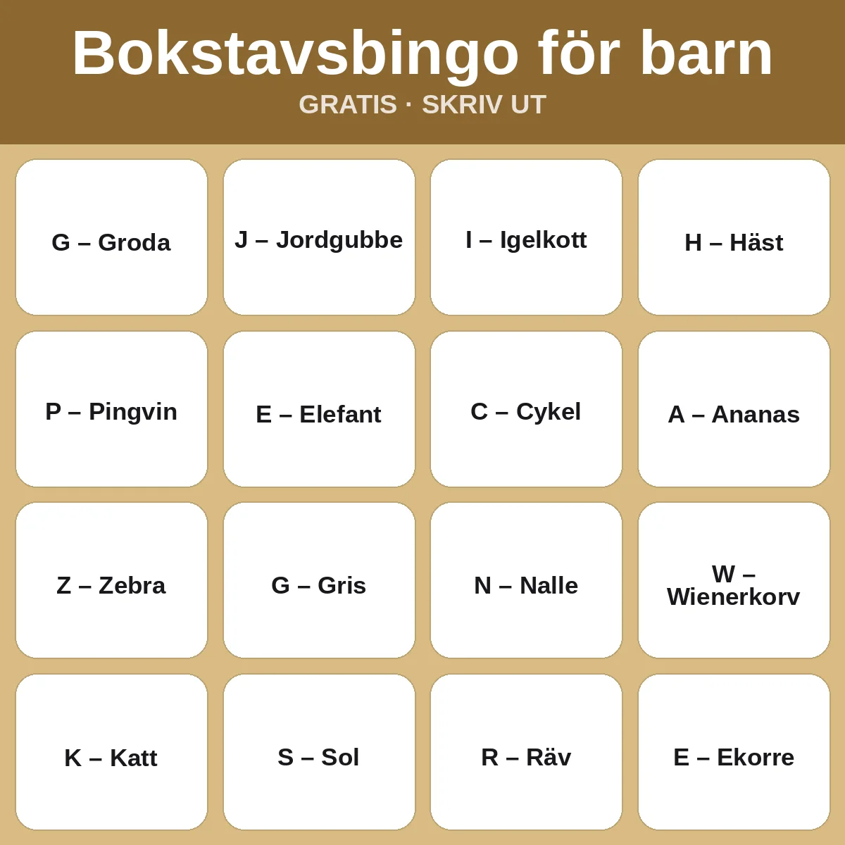 Bokstavsbingo för barn – gratis bingo att skriva ut för barn