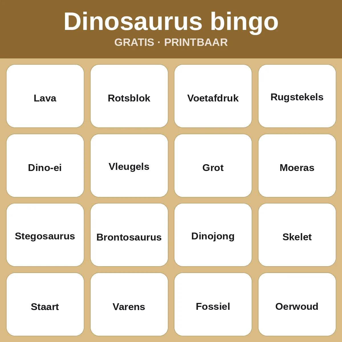 Dinosaurus bingo – gratis bingo om te printen voor kinderen
