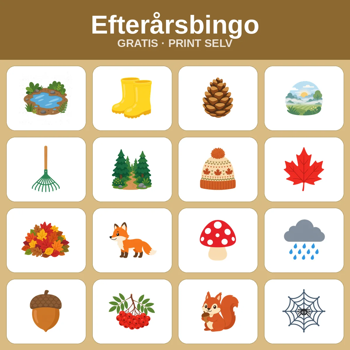 Efterårsbingo – gratis bingo til print for børn
