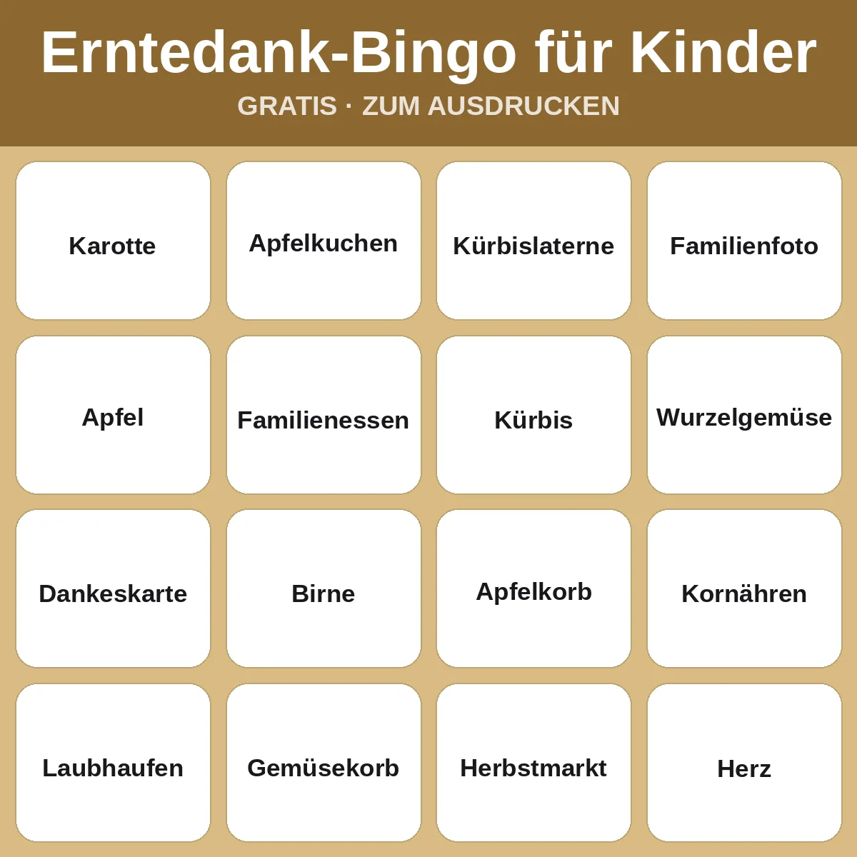 Erntedank-Bingo für Kinder – kostenloses Bingo zum Ausdrucken für Kinder