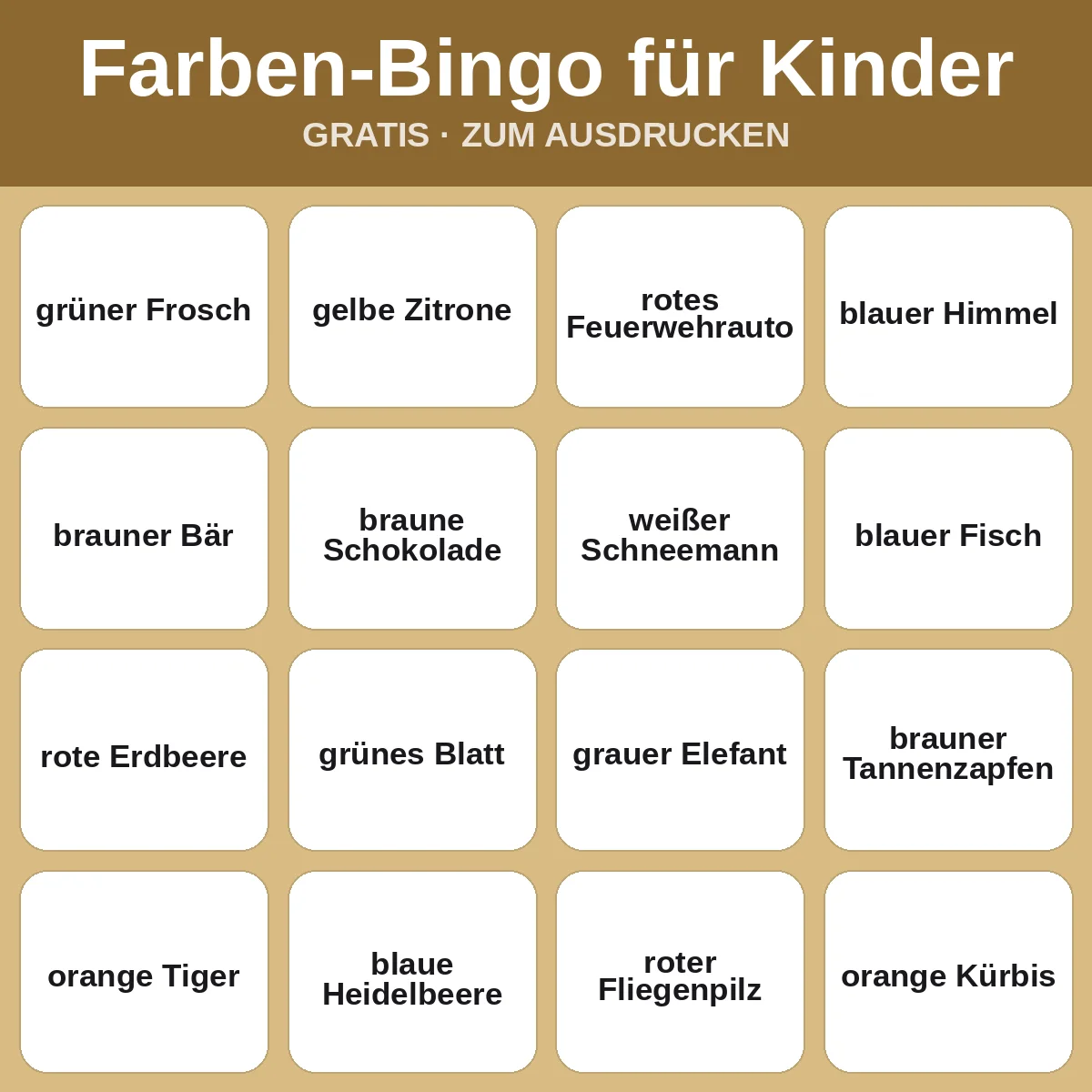 Farben-Bingo für Kinder – kostenloses Bingo zum Ausdrucken für Kinder