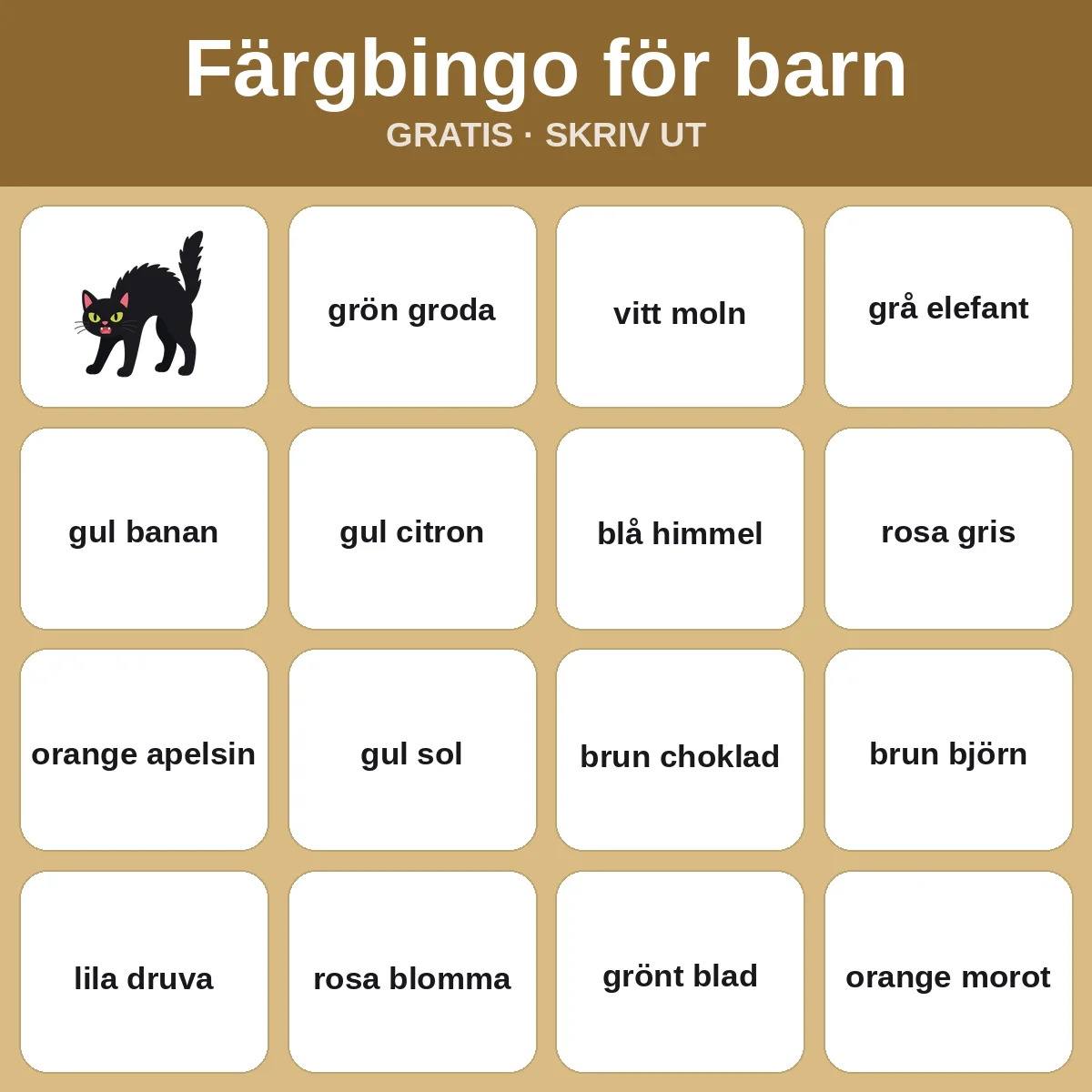 Färgbingo för barn – gratis bingo att skriva ut för barn