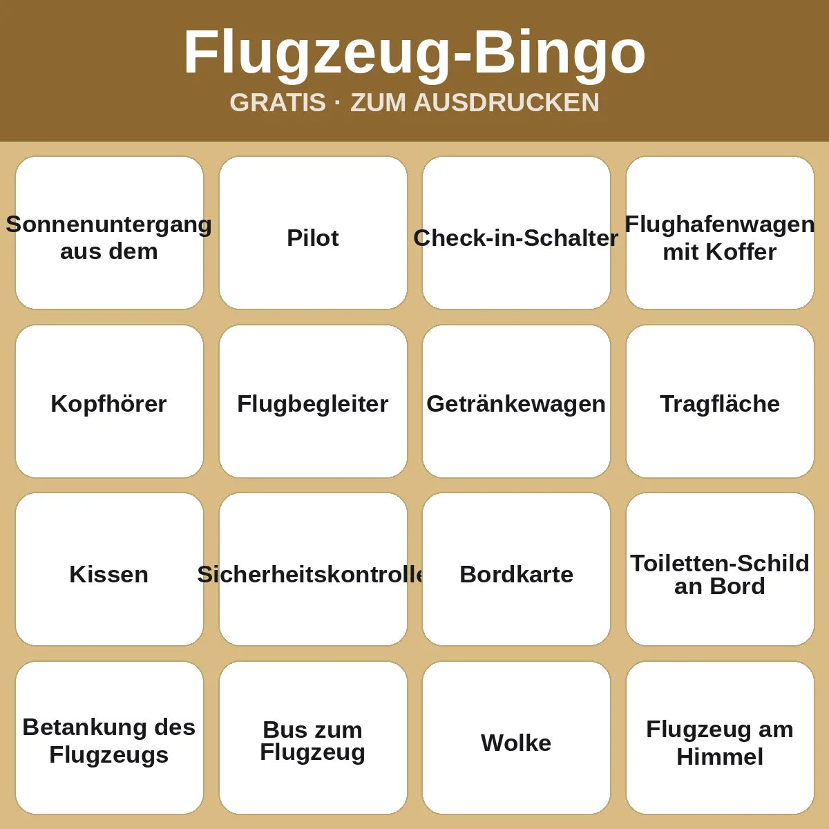 Flugzeug-Bingo – kostenloses Bingo zum Ausdrucken für Kinder