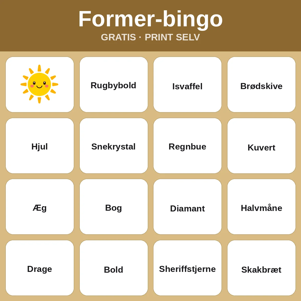 Former-bingo – gratis bingo til print for børn