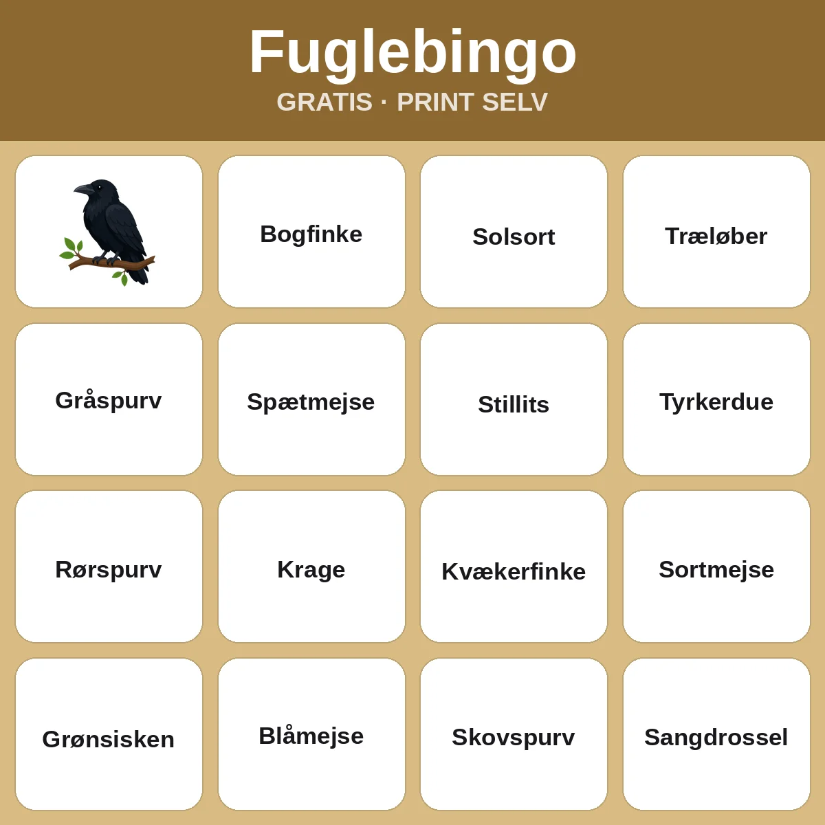 Fuglebingo – gratis bingo til print for børn