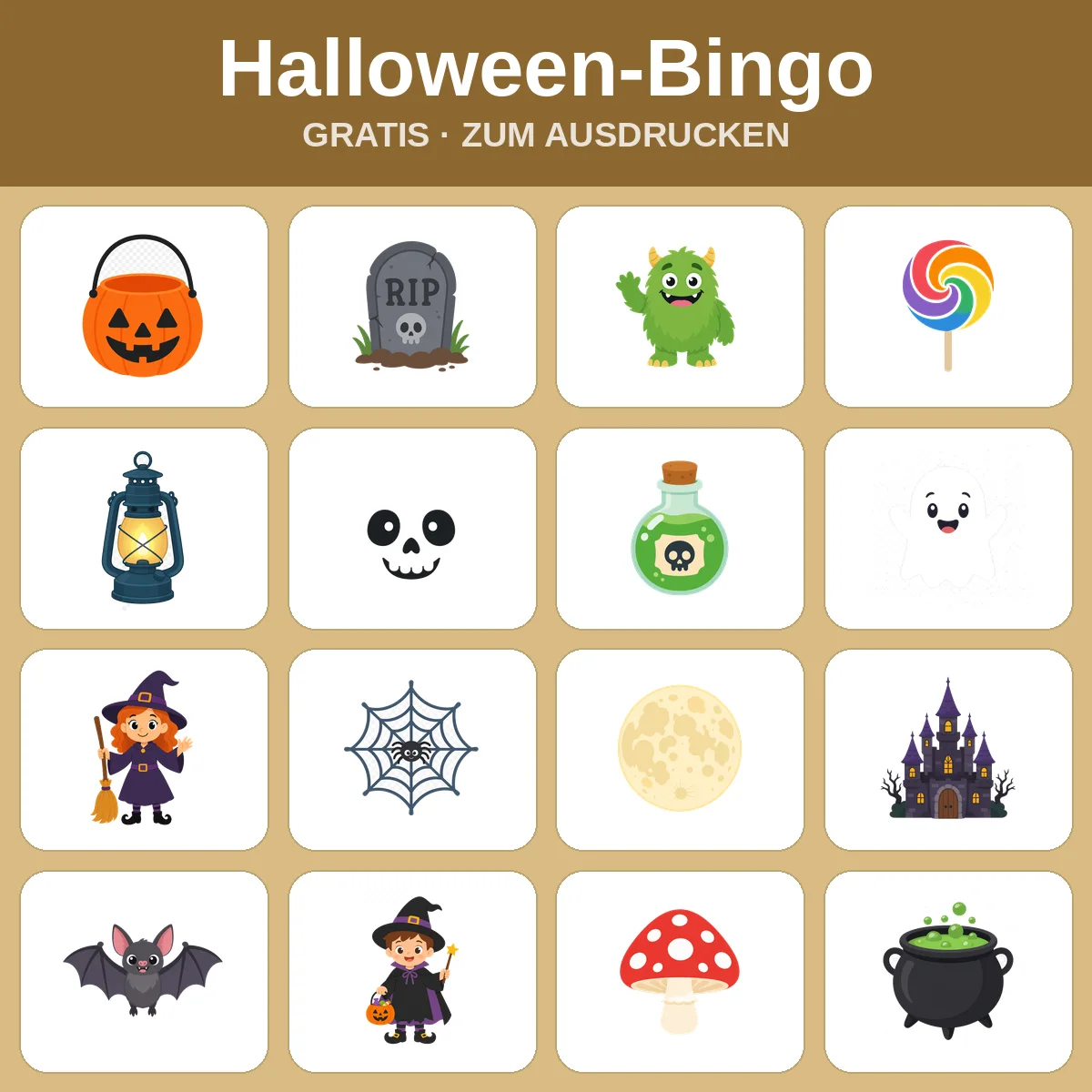 Halloween-Bingo – kostenloses Bingo zum Ausdrucken für Kinder
