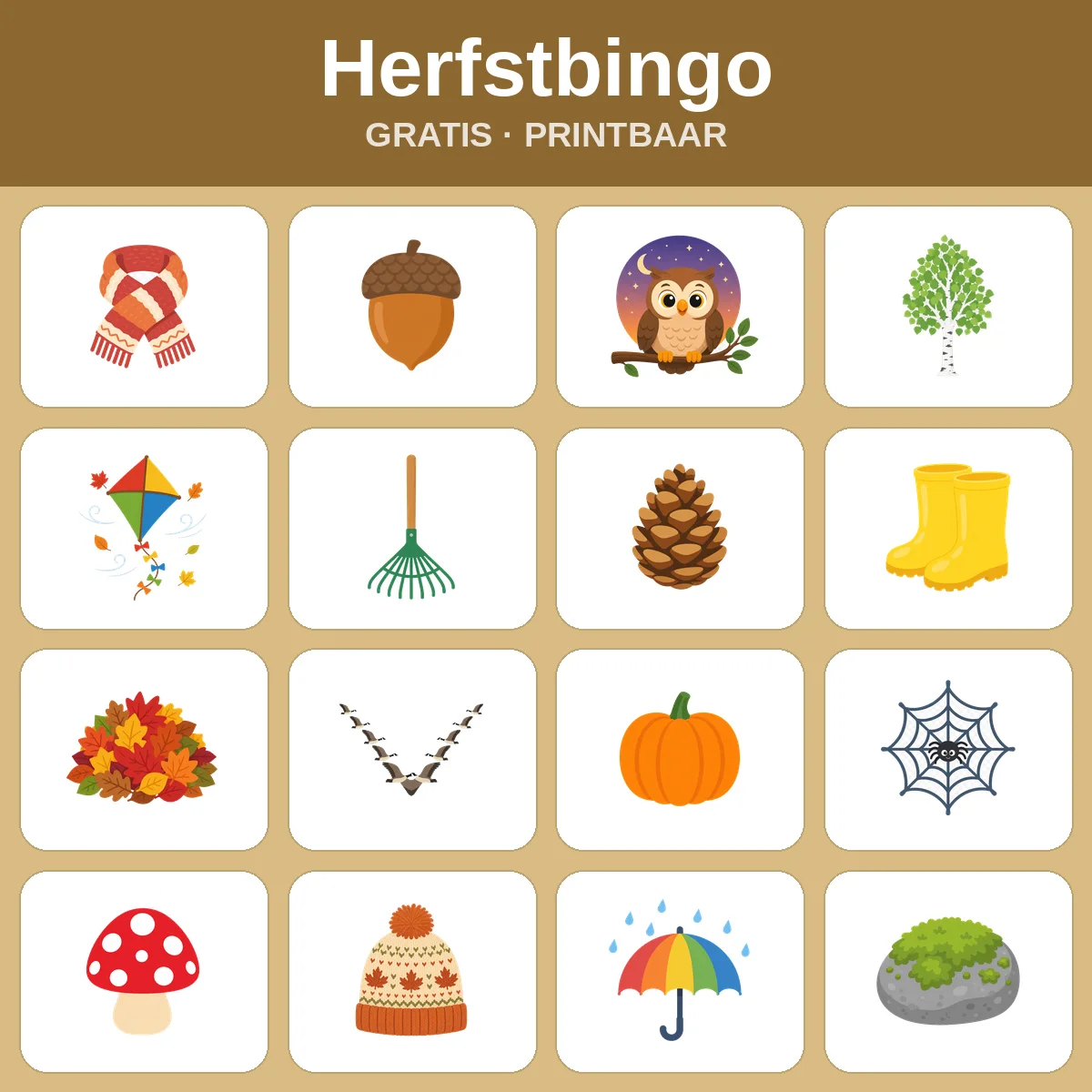 Herfstbingo – gratis bingo om te printen voor kinderen