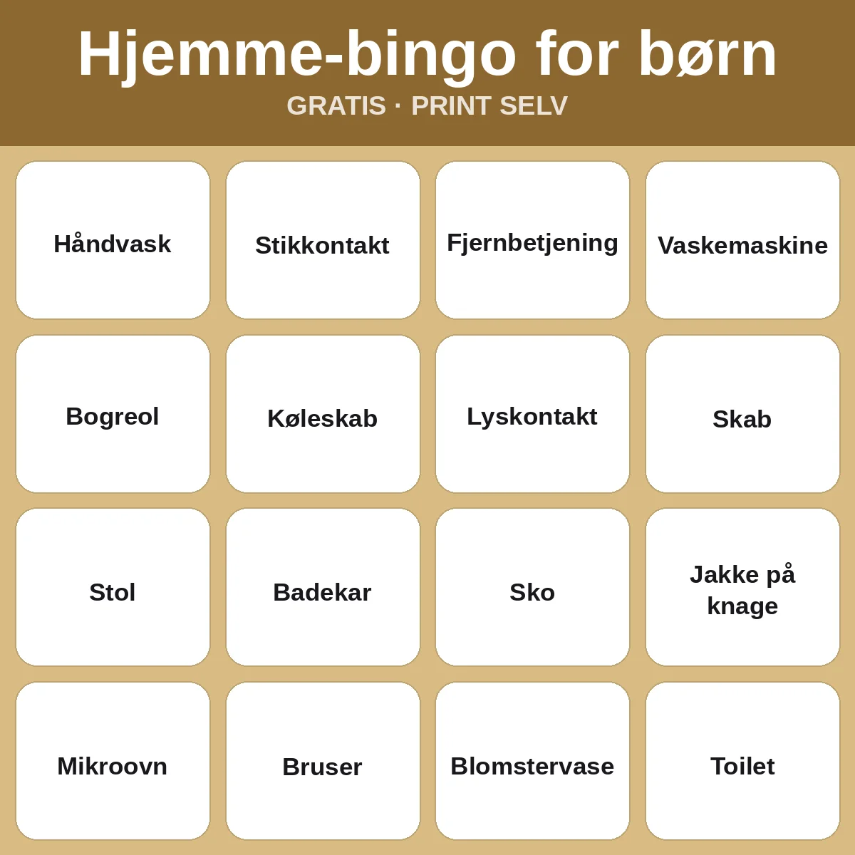 Hjemme-bingo for børn – gratis bingo til print for børn