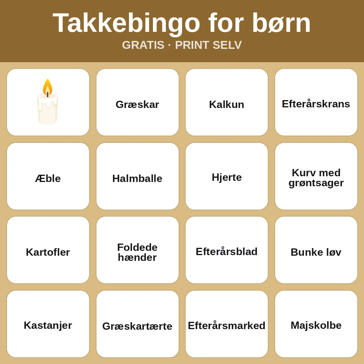 Takkebingo for børn – gratis bingo til print for børn