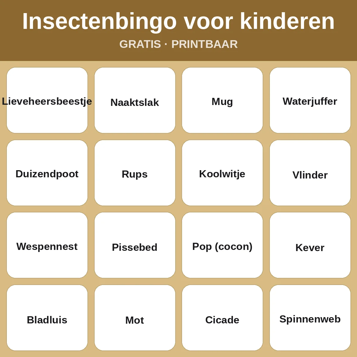 Insectenbingo voor kinderen – gratis bingo om te printen voor kinderen