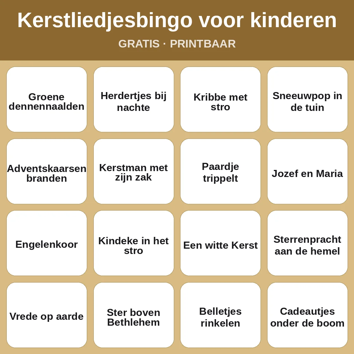 Kerstliedjesbingo voor kinderen – gratis bingo om te printen voor kinderen
