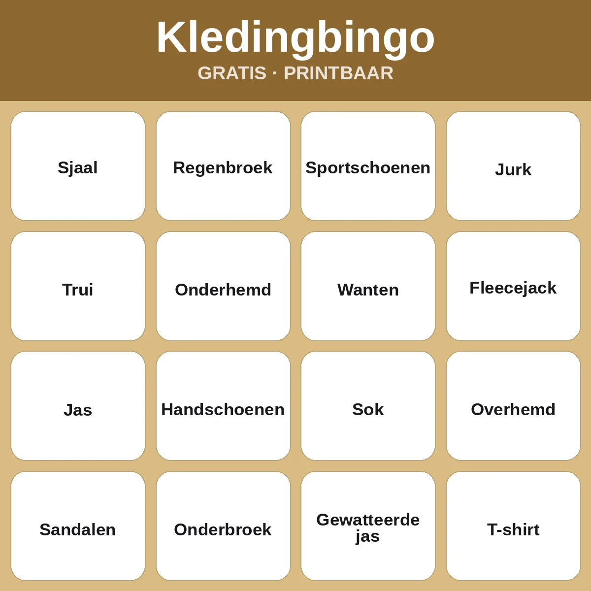 Kledingbingo – gratis bingo om te printen voor kinderen