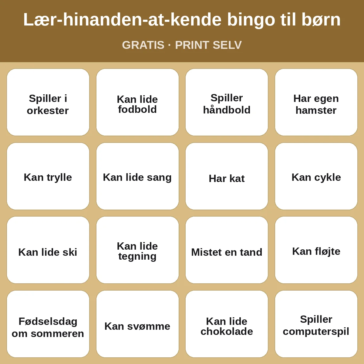 Lær-hinanden-at-kende bingo til børn – gratis bingo til print for børn