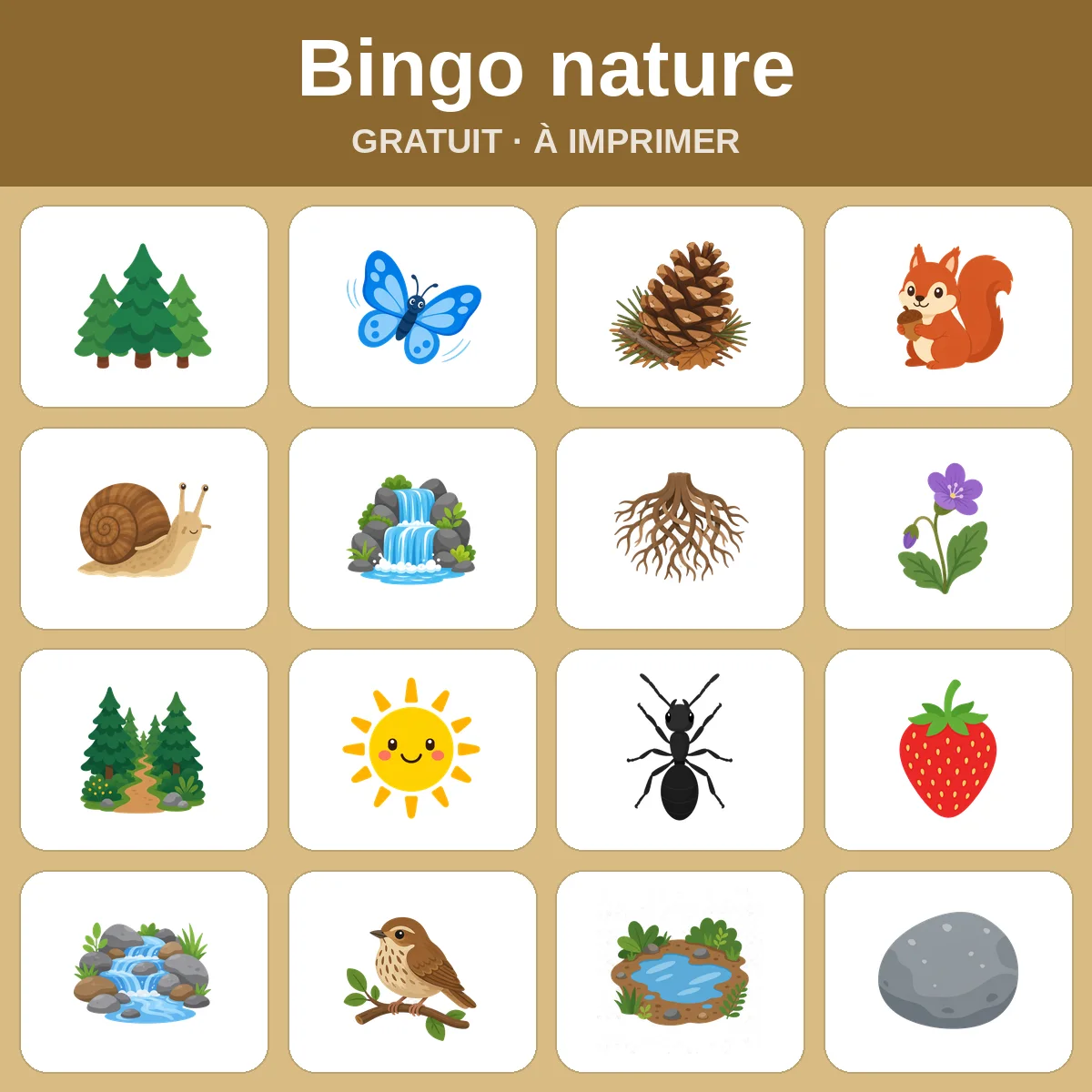 Bingo nature – bingo gratuit à imprimer pour enfants