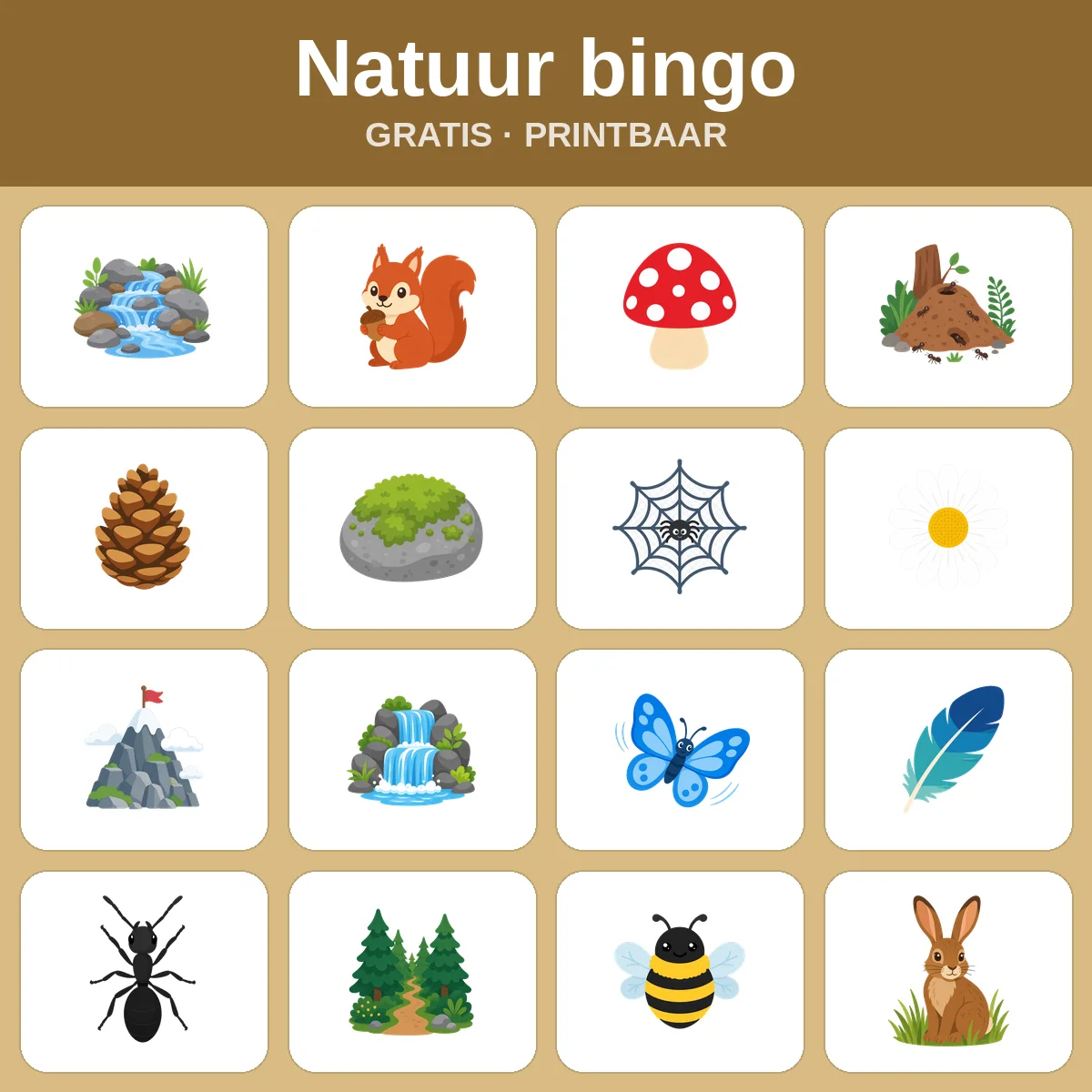Natuur bingo – gratis bingo om te printen voor kinderen