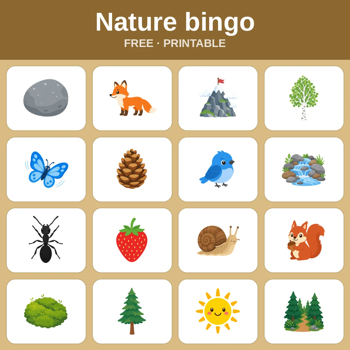 Nature bingo – free printable bingo for kids