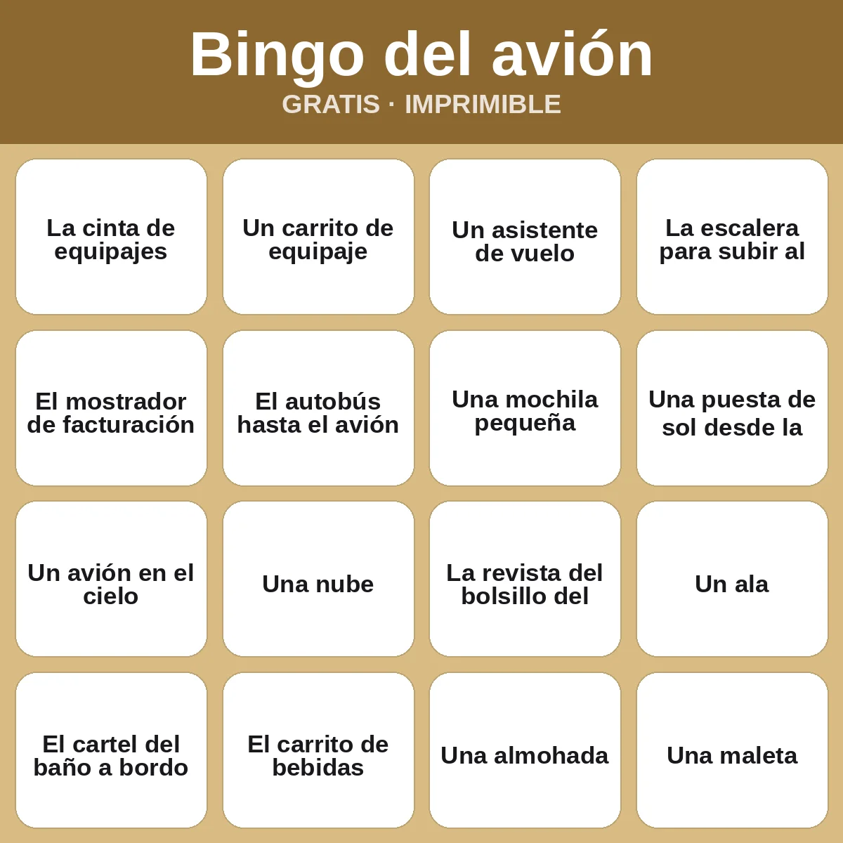 Bingo del avión – bingo gratis para imprimir para niños