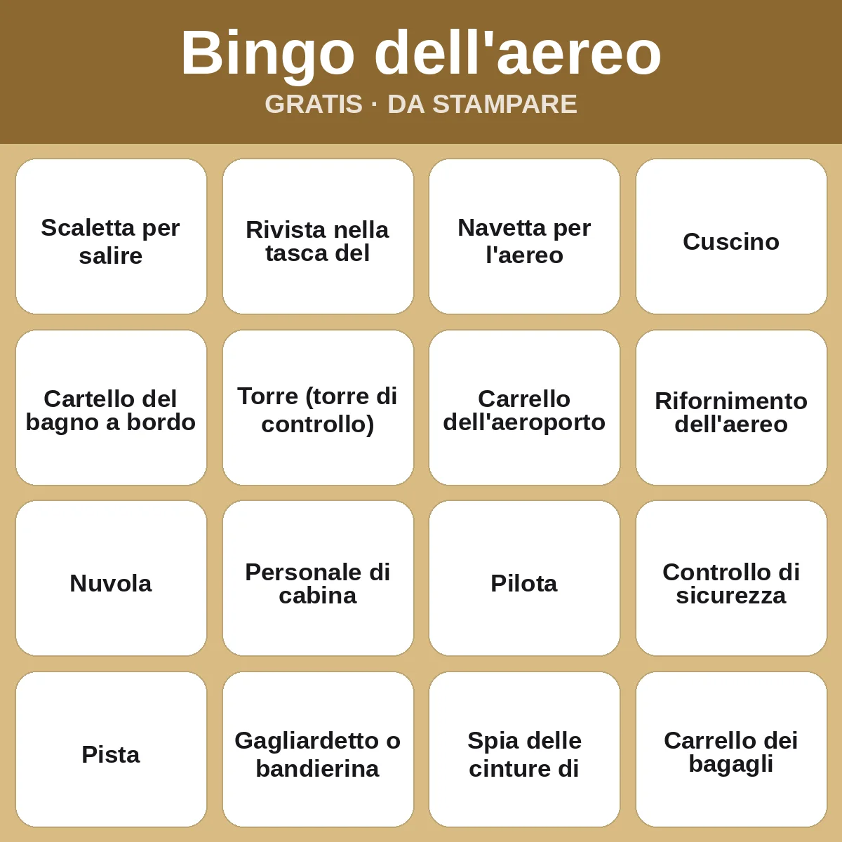 Bingo dell'aereo – bingo gratis da stampare per bambini