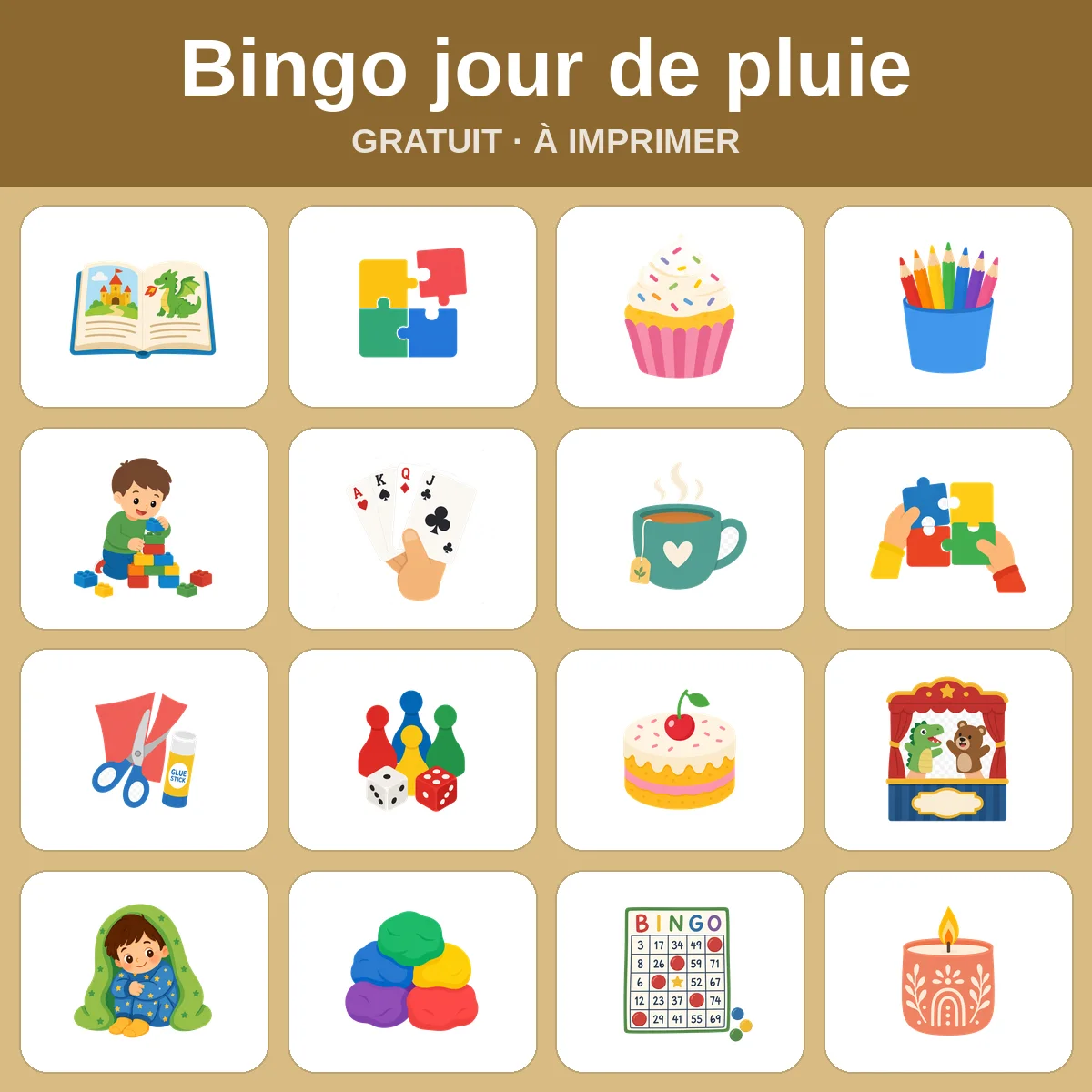 Bingo jour de pluie – bingo gratuit à imprimer pour enfants