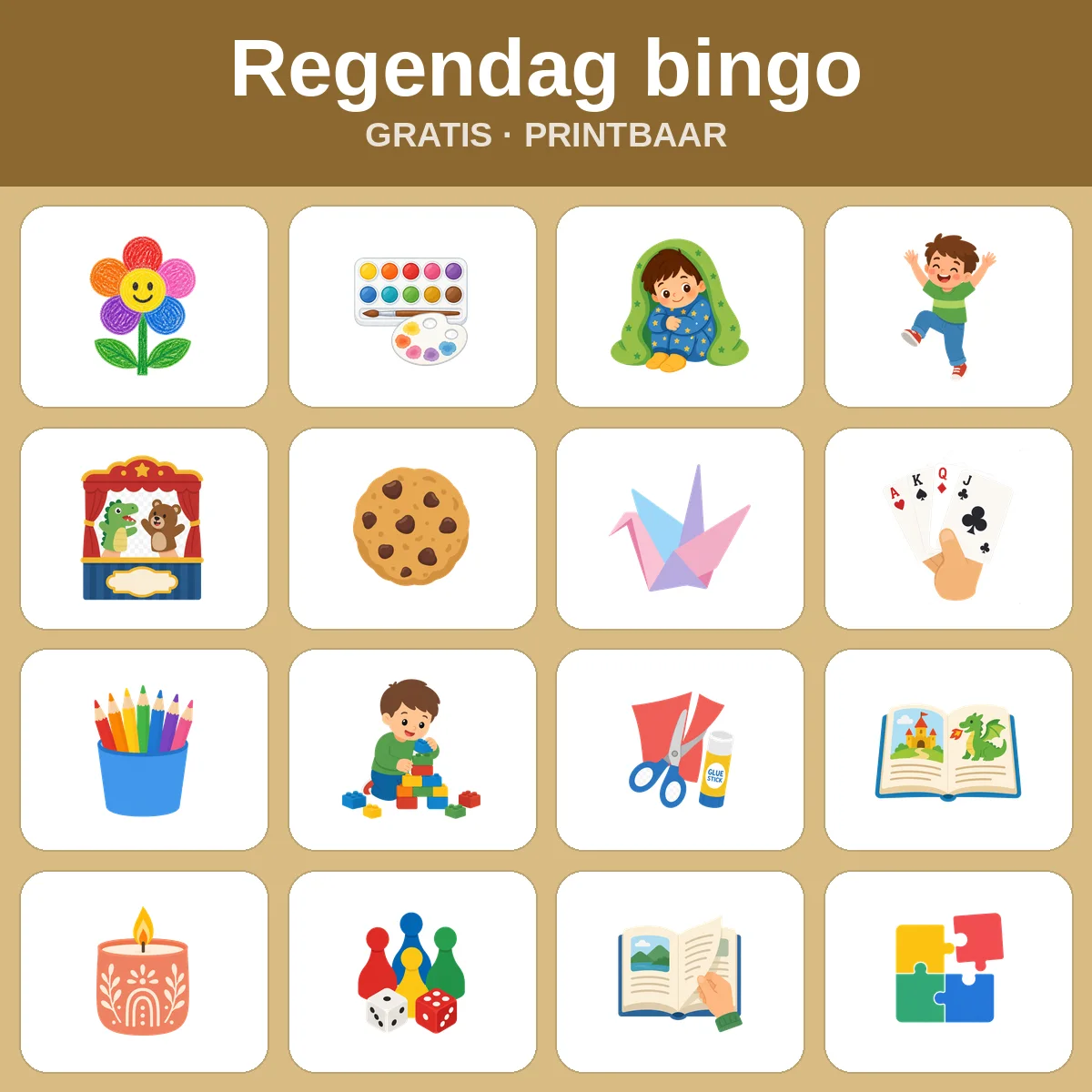 Regendag bingo – gratis bingo om te printen voor kinderen