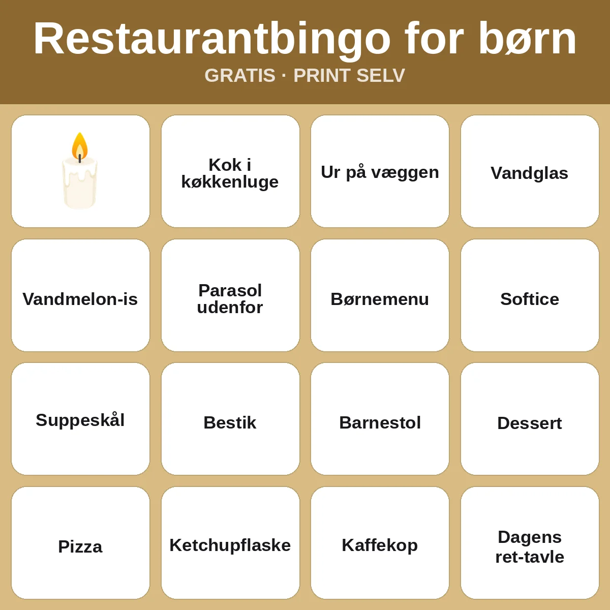Restaurantbingo for børn – gratis bingo til print for børn