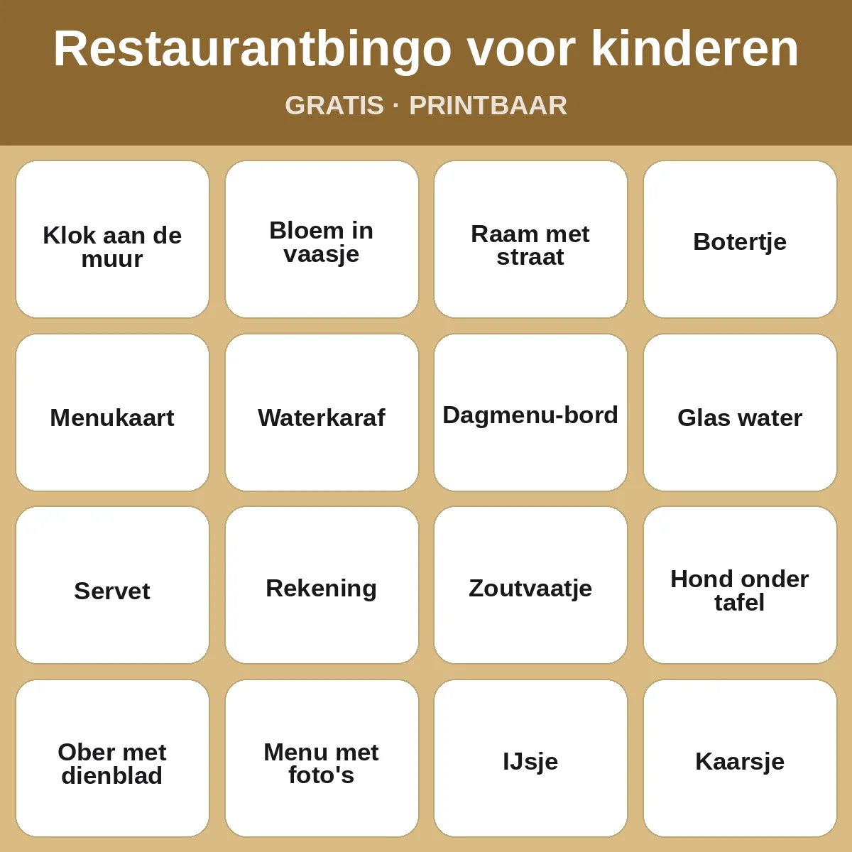 Restaurantbingo voor kinderen – gratis bingo om te printen voor kinderen
