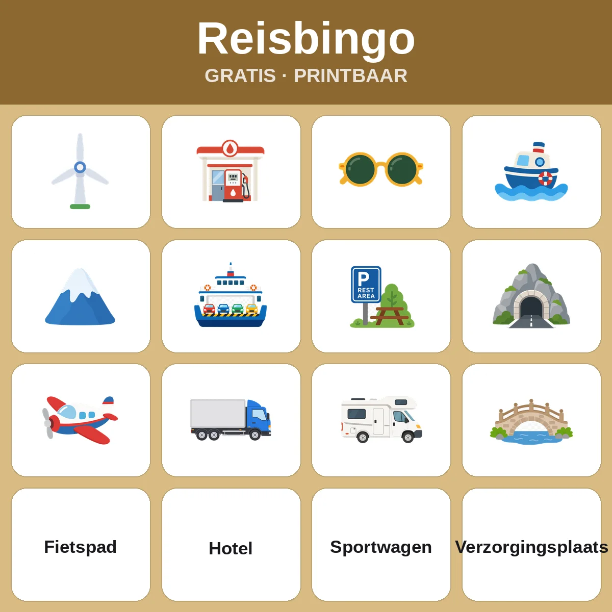 Reisbingo – gratis bingo om te printen voor kinderen