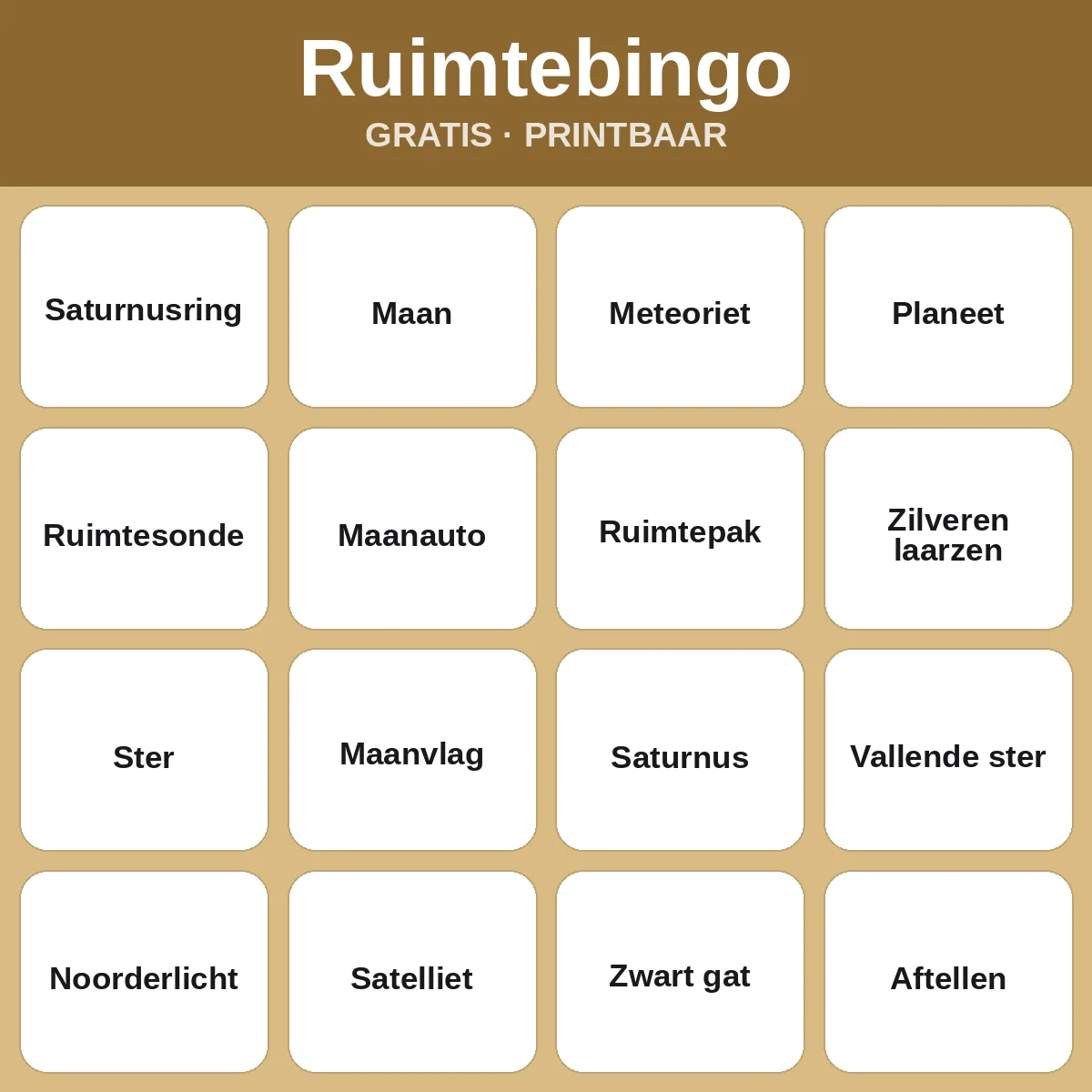 Ruimtebingo – gratis bingo om te printen voor kinderen
