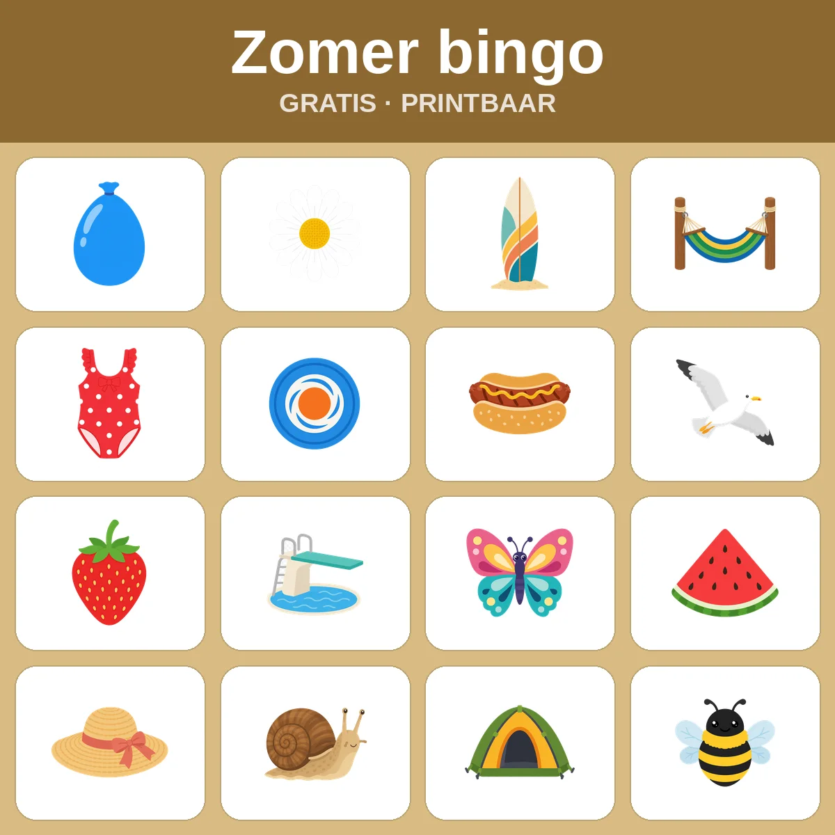 Zomer bingo – gratis bingo om te printen voor kinderen