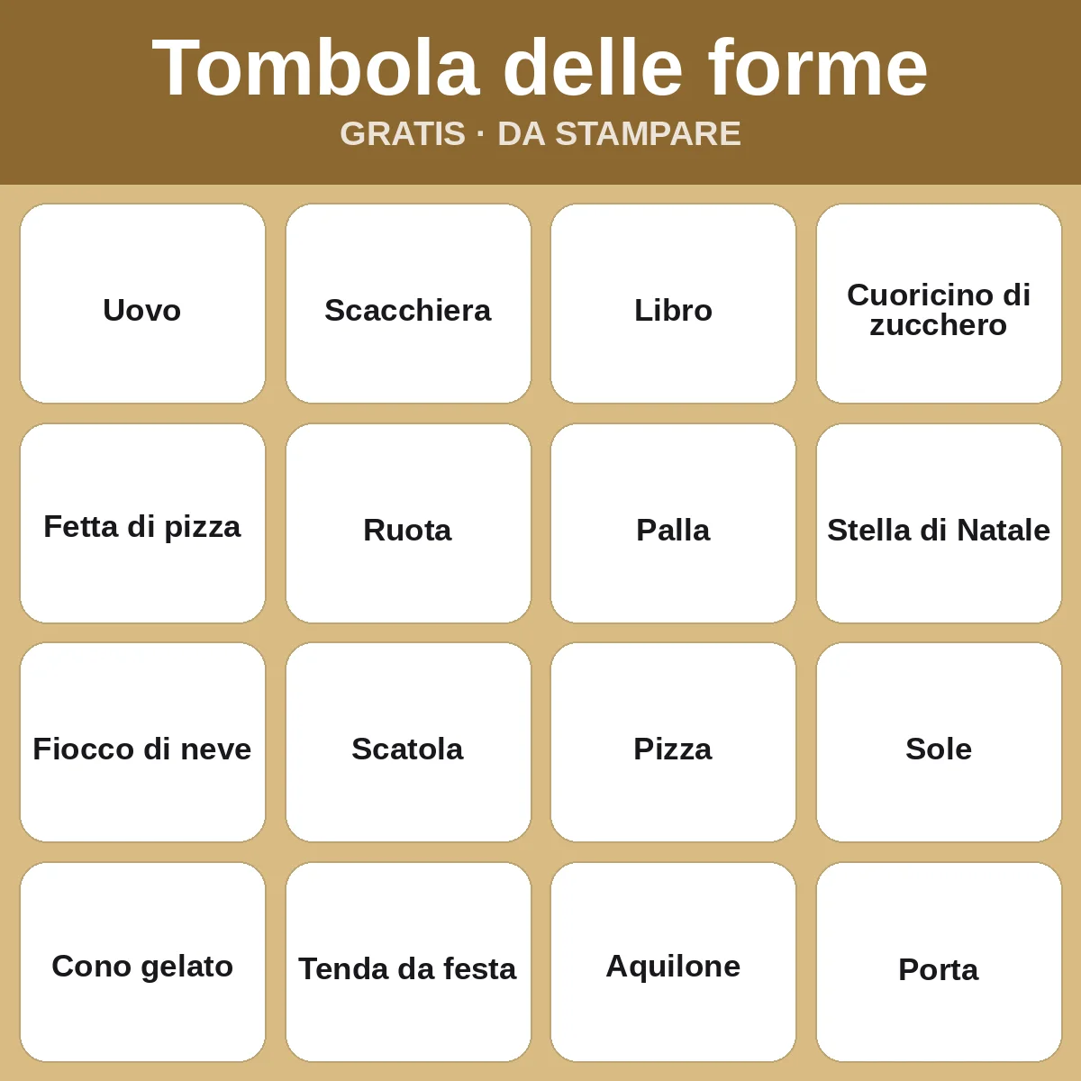 Tombola delle forme – bingo gratis da stampare per bambini