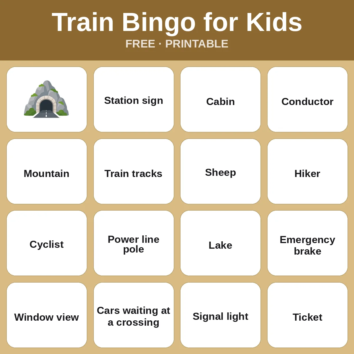 Train Bingo for Kids – free printable bingo for kids