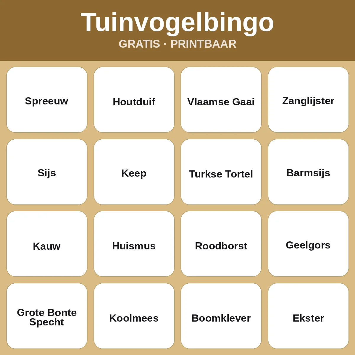 Tuinvogelbingo – gratis bingo om te printen voor kinderen