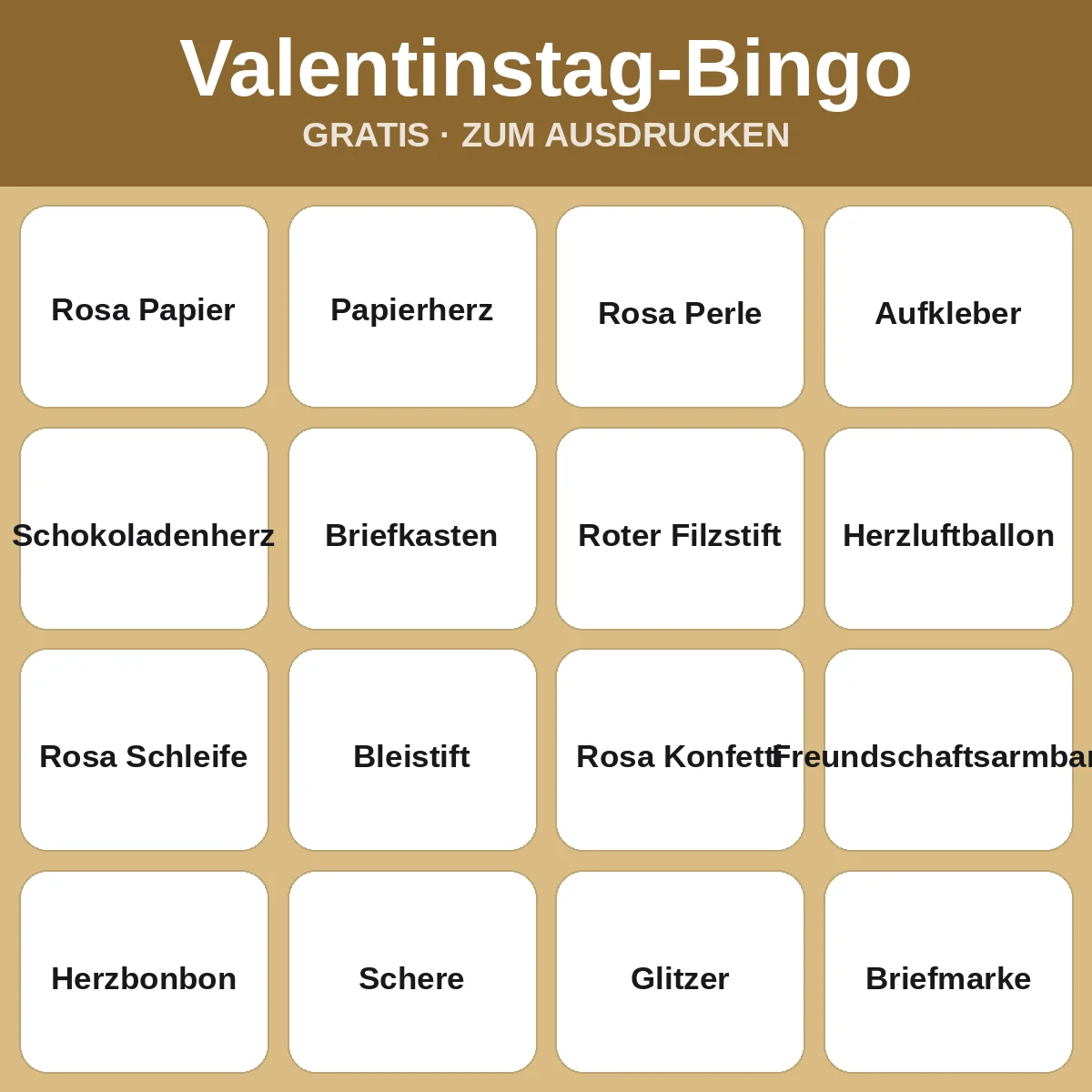 Valentinstag-Bingo – kostenloses Bingo zum Ausdrucken für Kinder