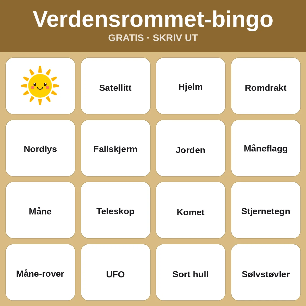 Verdensrommet-bingo – gratis bingo til utskrift for barn