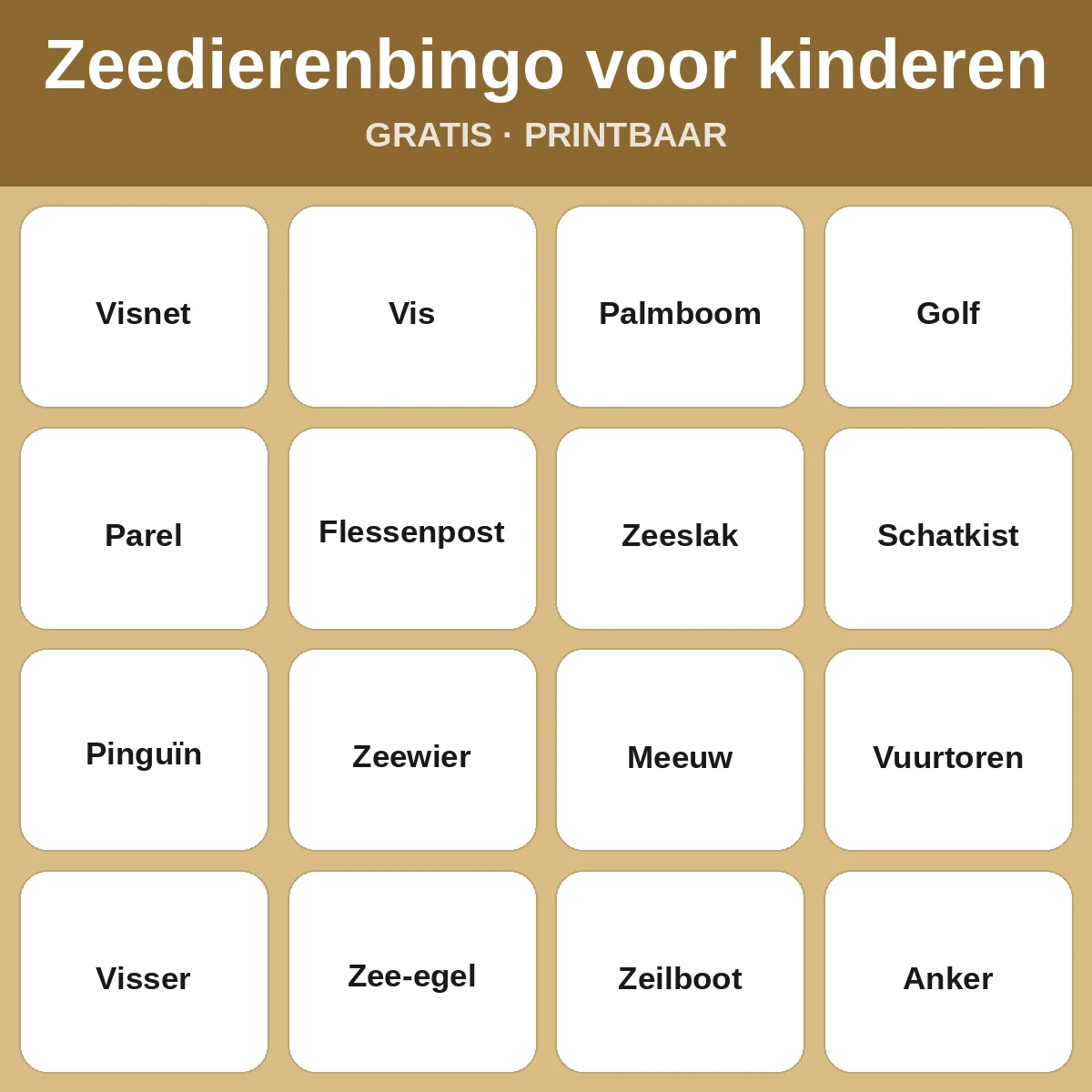 Zeedierenbingo voor kinderen – gratis bingo om te printen voor kinderen