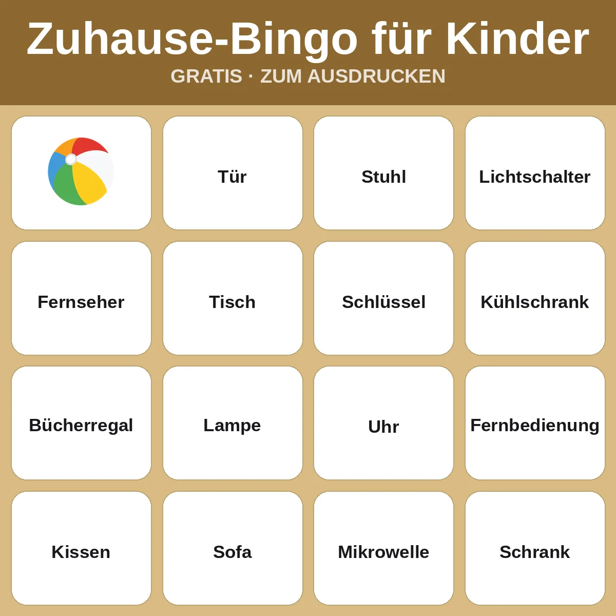 Zuhause-Bingo für Kinder – kostenloses Bingo zum Ausdrucken für Kinder