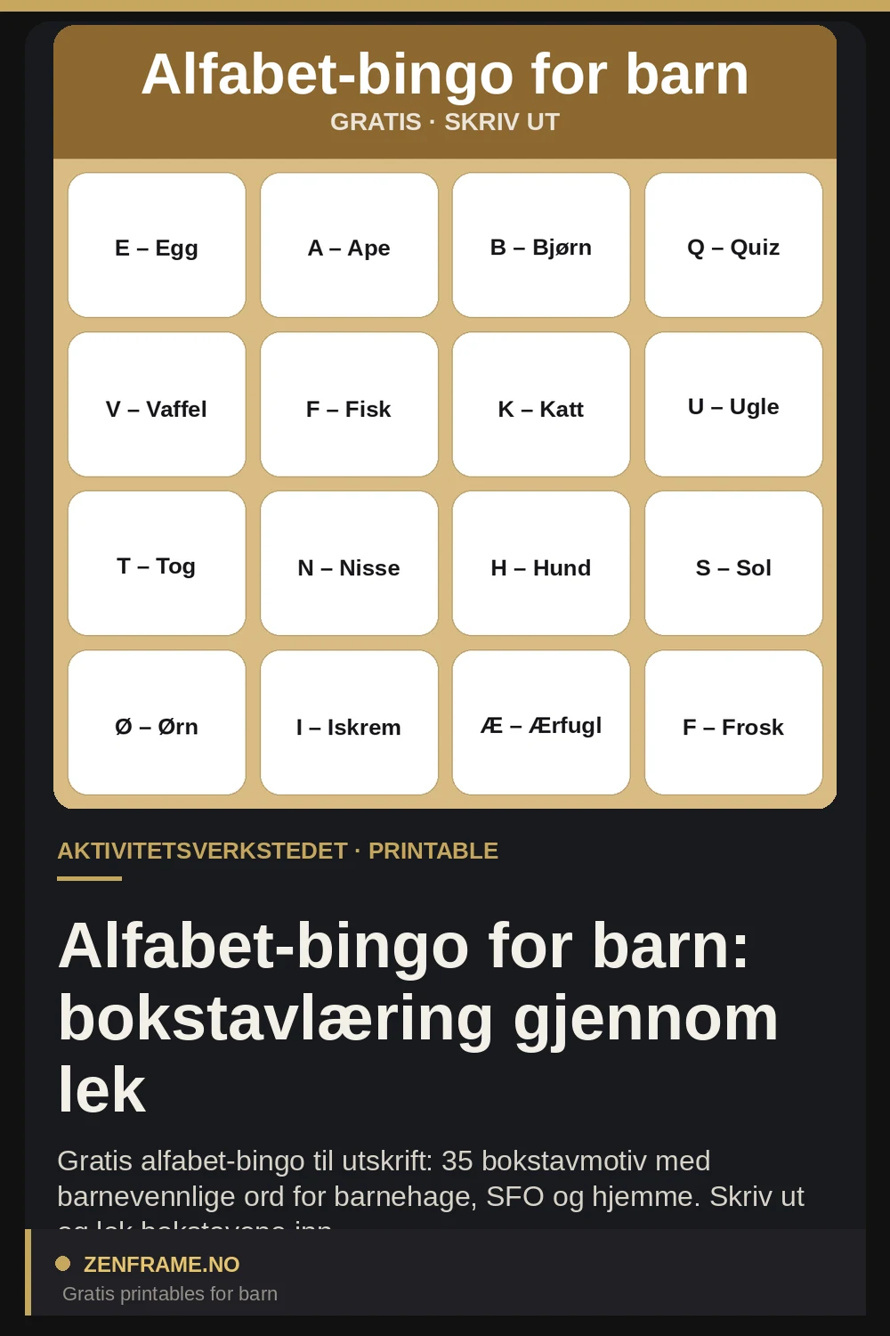 ABC-Bingo für Kinder: Buchstaben lernen im Spiel — Zenframe
