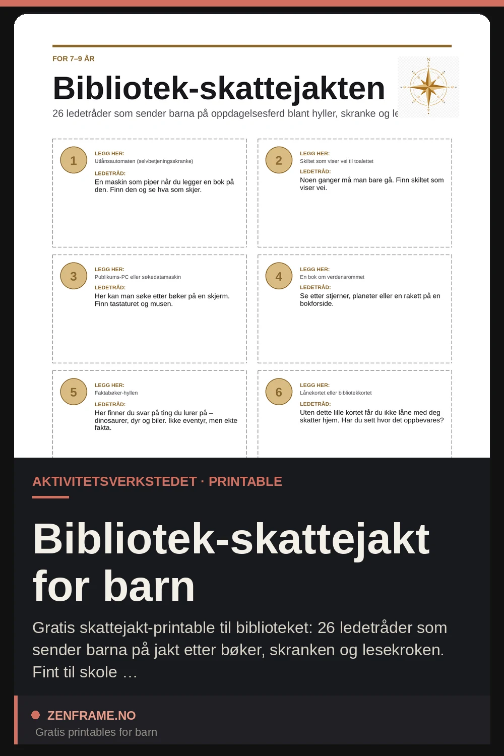 Bibliotek-skattejakt for barn — Zenframe