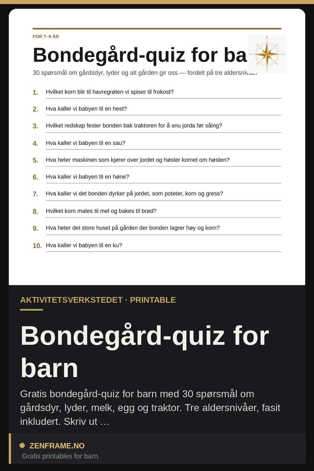Bondegårdsquiz for børn — Zenframe